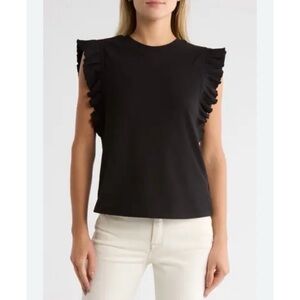 English Factory Black Ruffle Sleeve Blouse